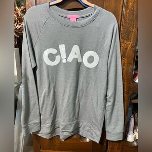 Isaac Mizrahi CIAO Womens Sweat Shirt M Gray Sequin Pullover B33